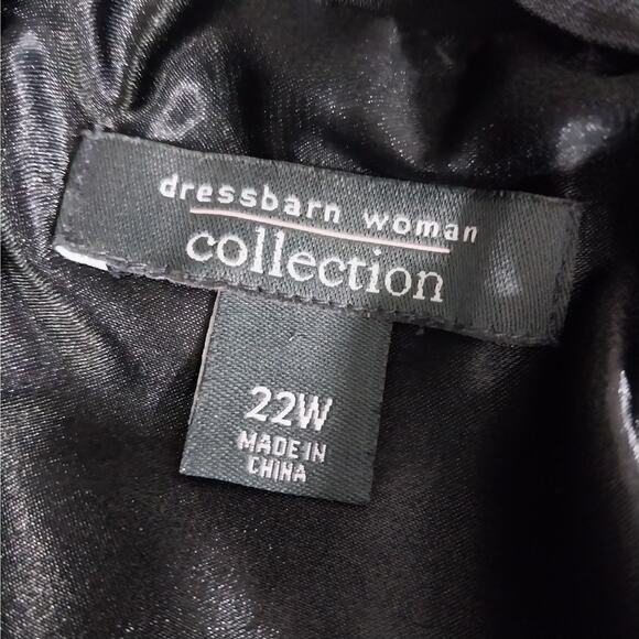 DRESSBARN! BLACK CHIFFON SHEER SHOULDER, SCRUNCHY BUSTLINE LAYERED DRESS! SZ 22W - Picture 8 of 11